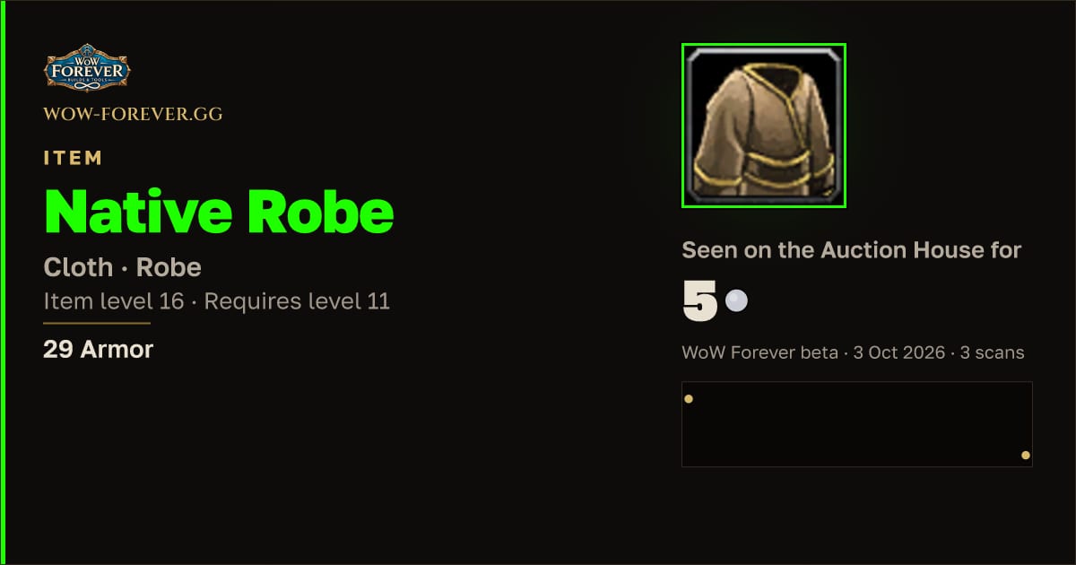 The preview card for Native Robe