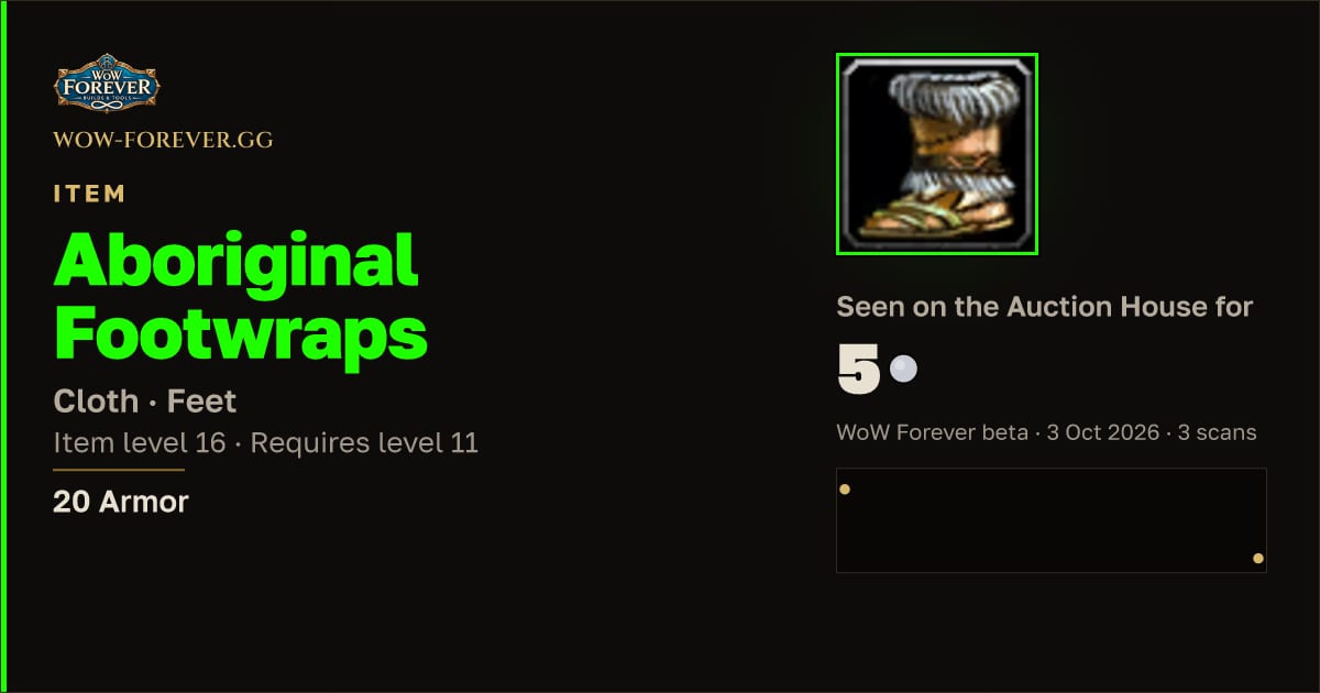 The preview card for Aboriginal Footwraps