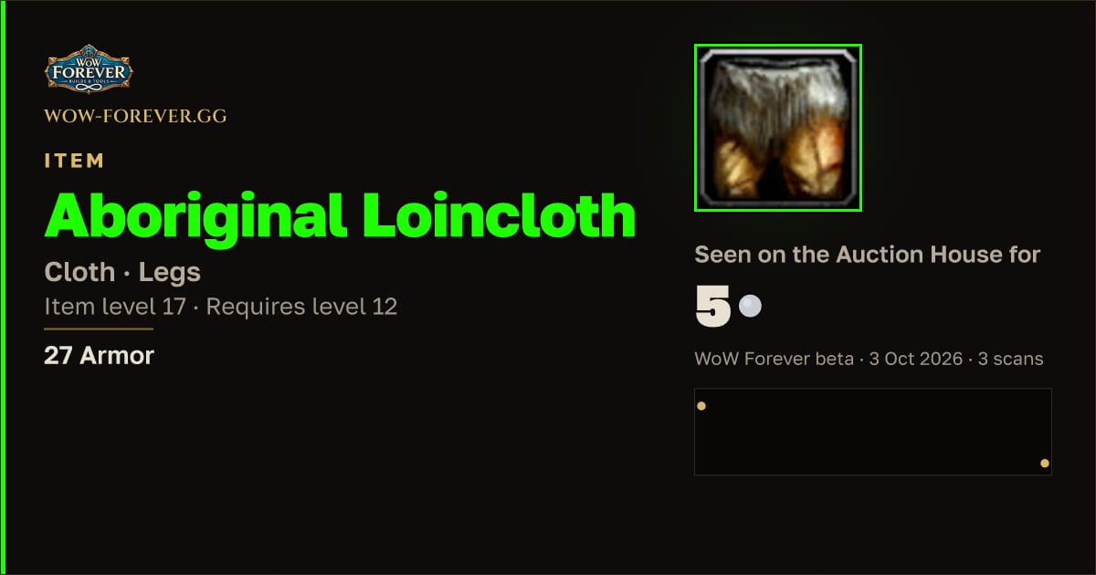 The preview card for Aboriginal Loincloth