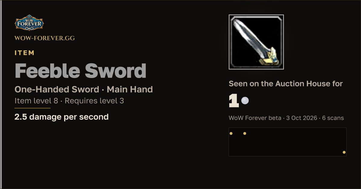 The preview card for Feeble Sword