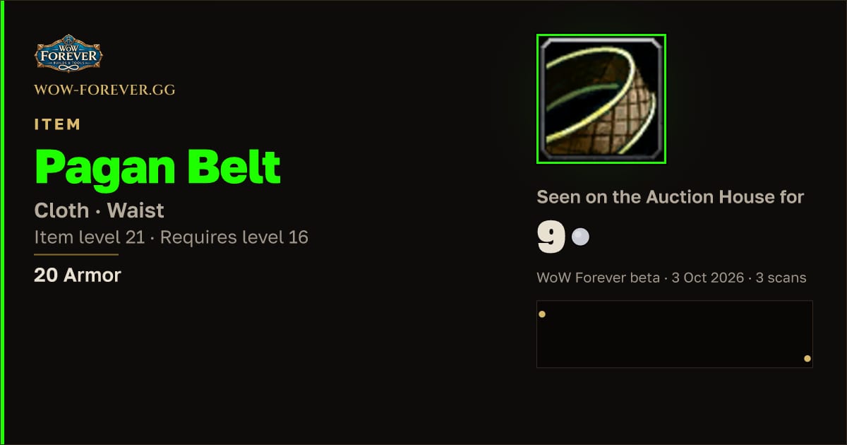 The preview card for Pagan Belt