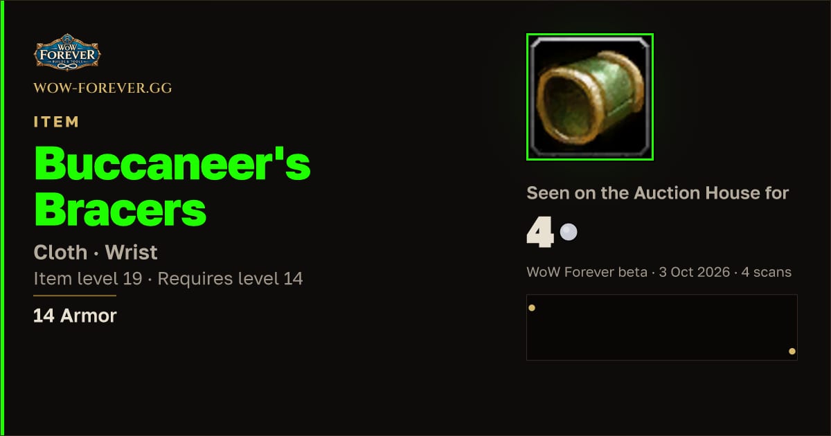 The preview card for Buccaneer's Bracers