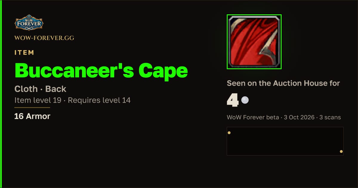 The preview card for Buccaneer's Cape