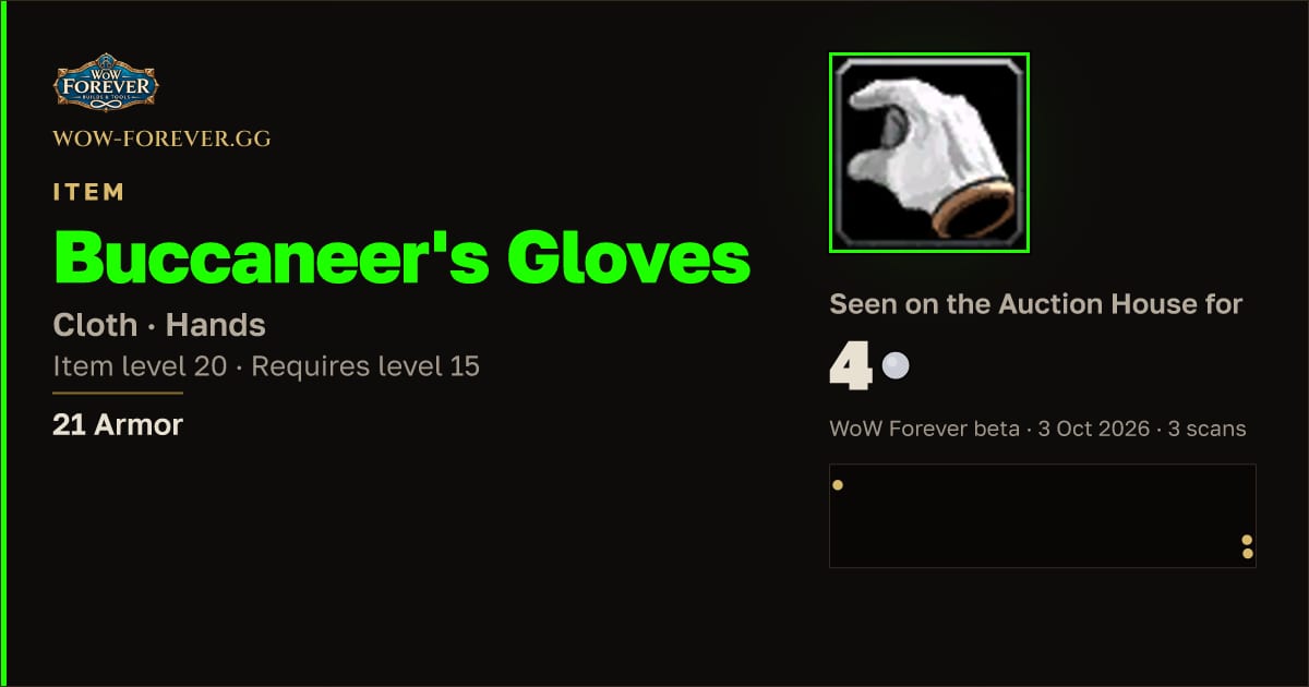 The preview card for Buccaneer's Gloves