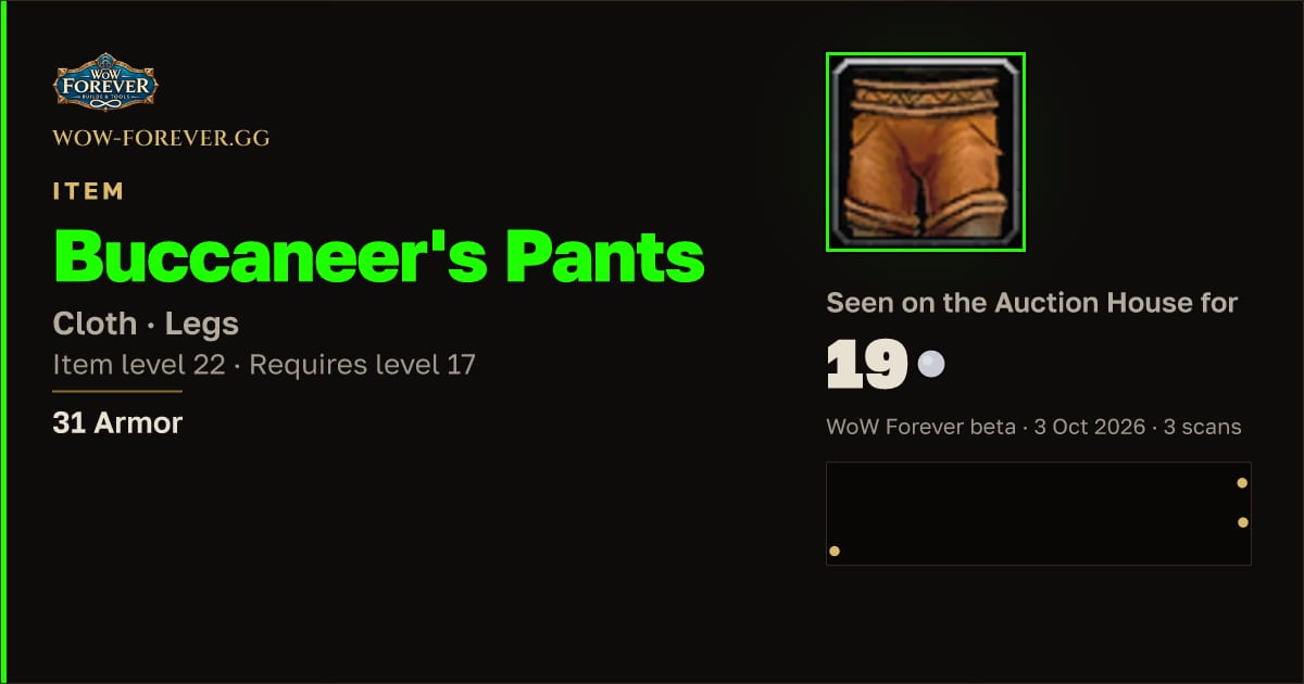 The preview card for Buccaneer's Pants