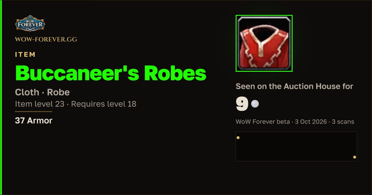 The preview card for Buccaneer's Robes