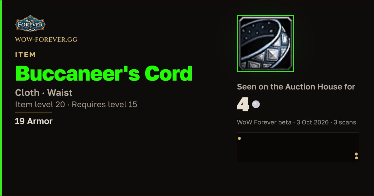 The preview card for Buccaneer's Cord