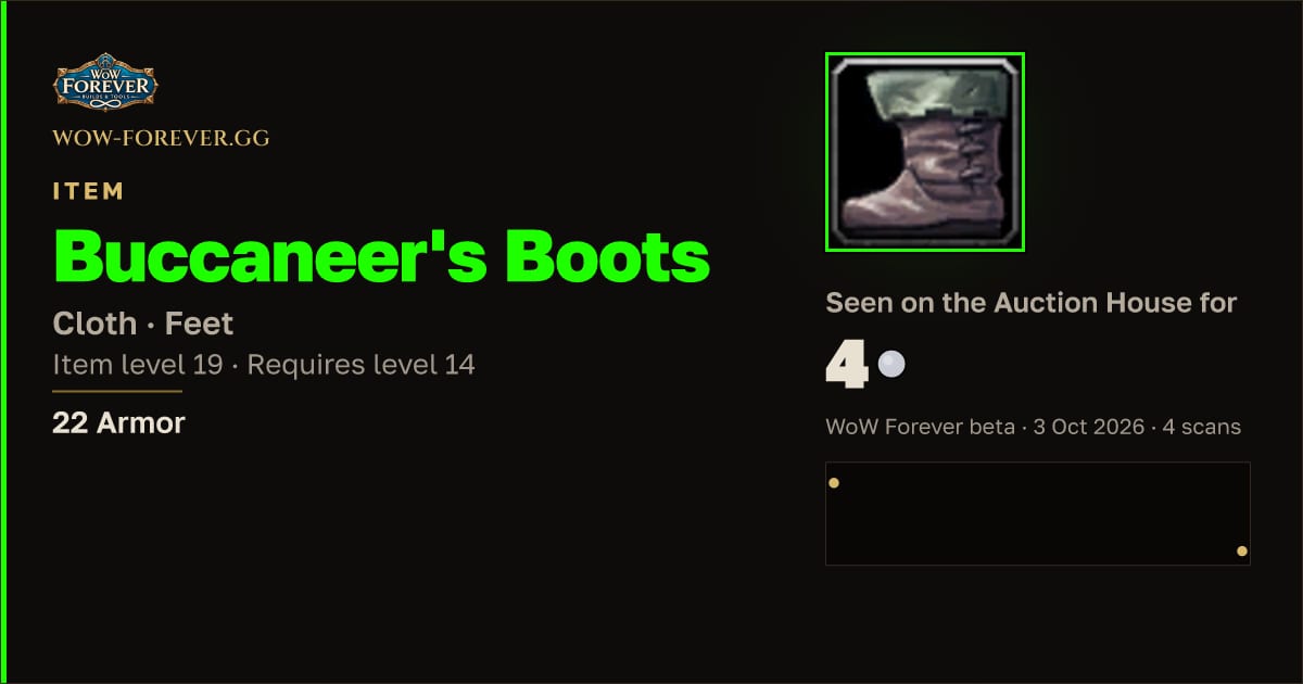 The preview card for Buccaneer's Boots