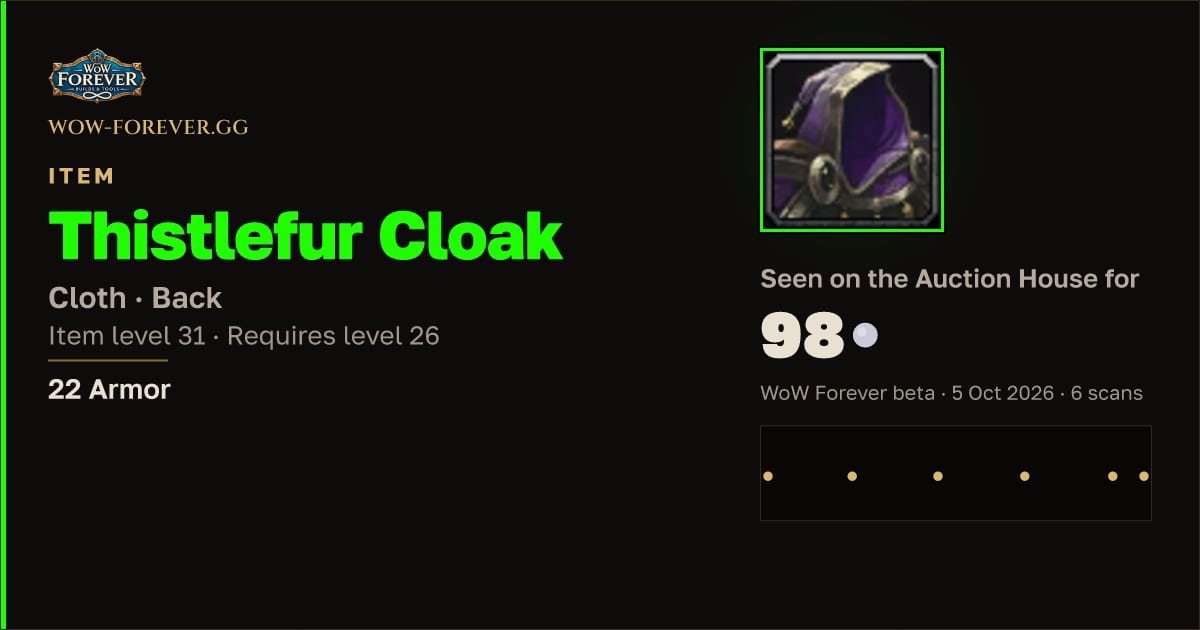 The preview card for Thistlefur Cloak