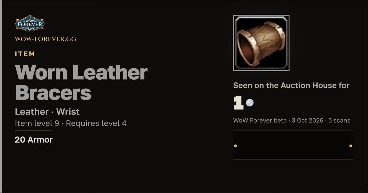 The preview card for Worn Leather Bracers
