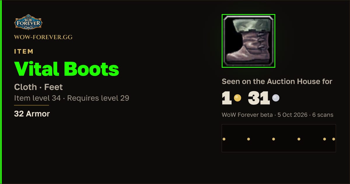 The preview card for Vital Boots