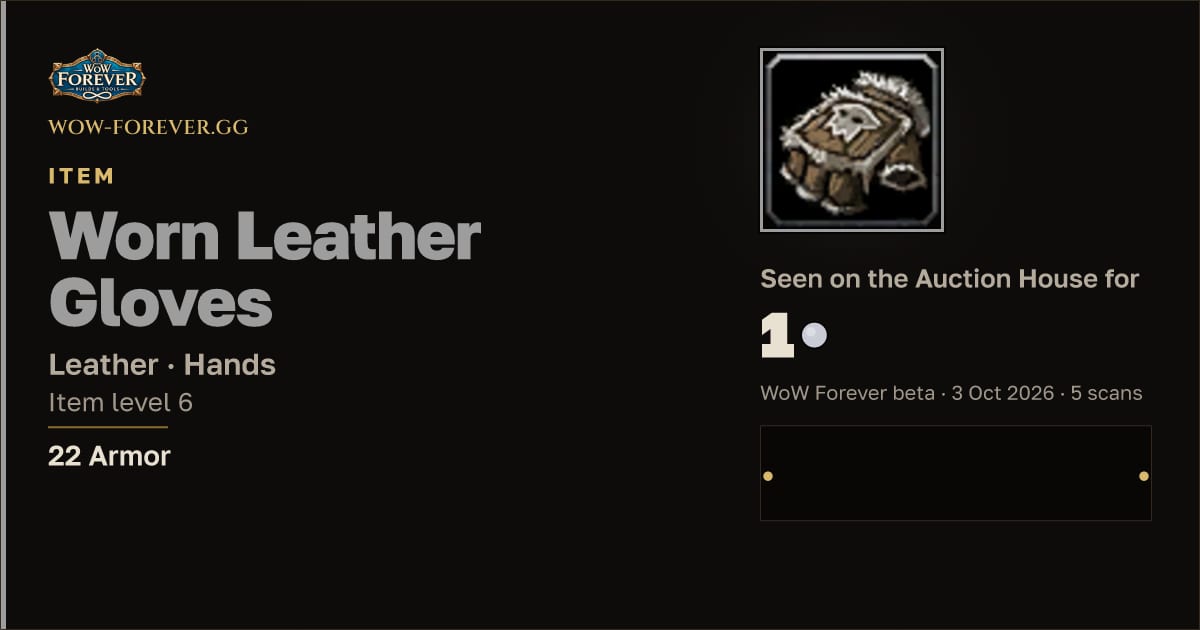 The preview card for Worn Leather Gloves