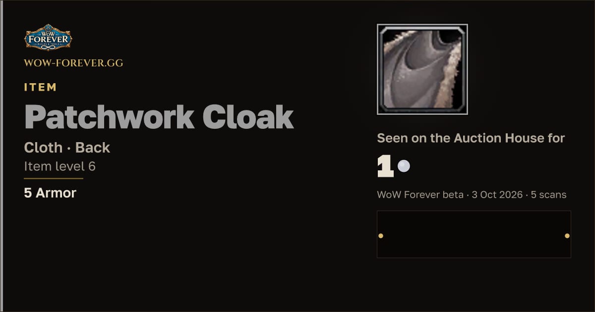 The preview card for Patchwork Cloak