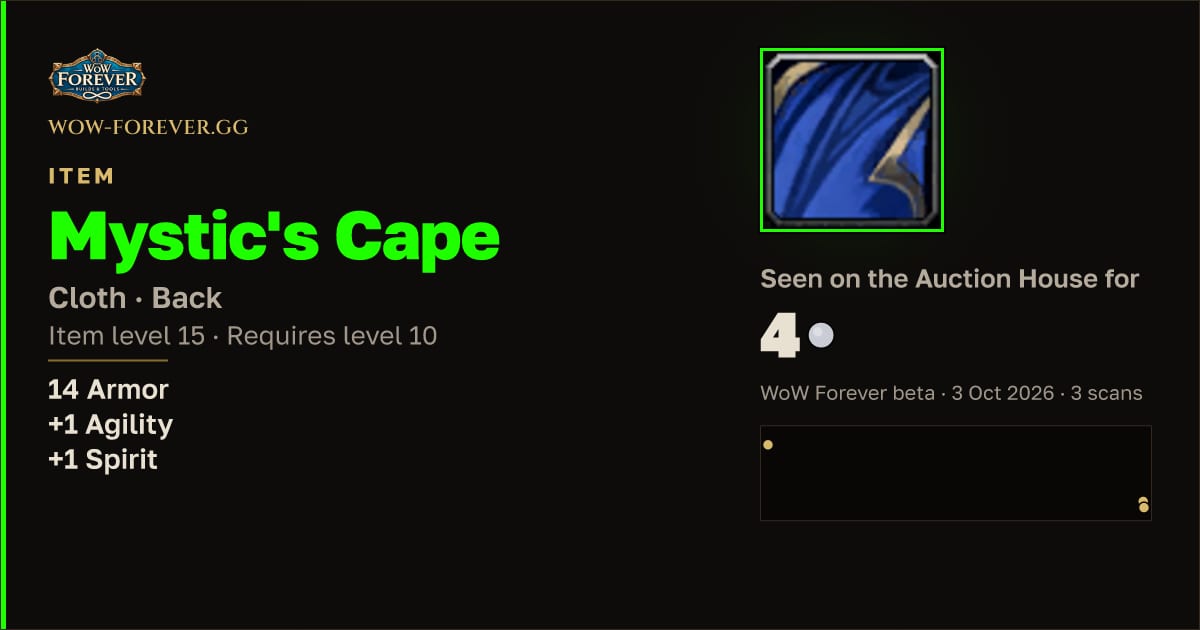 The preview card for Mystic's Cape