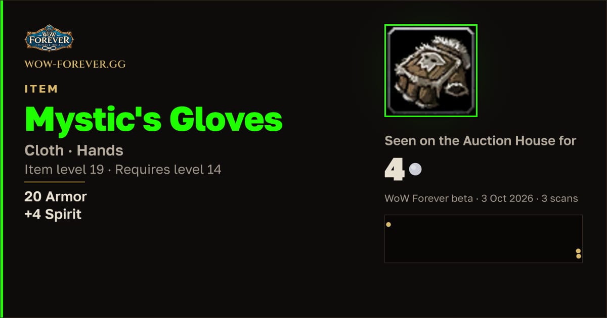 The preview card for Mystic's Gloves