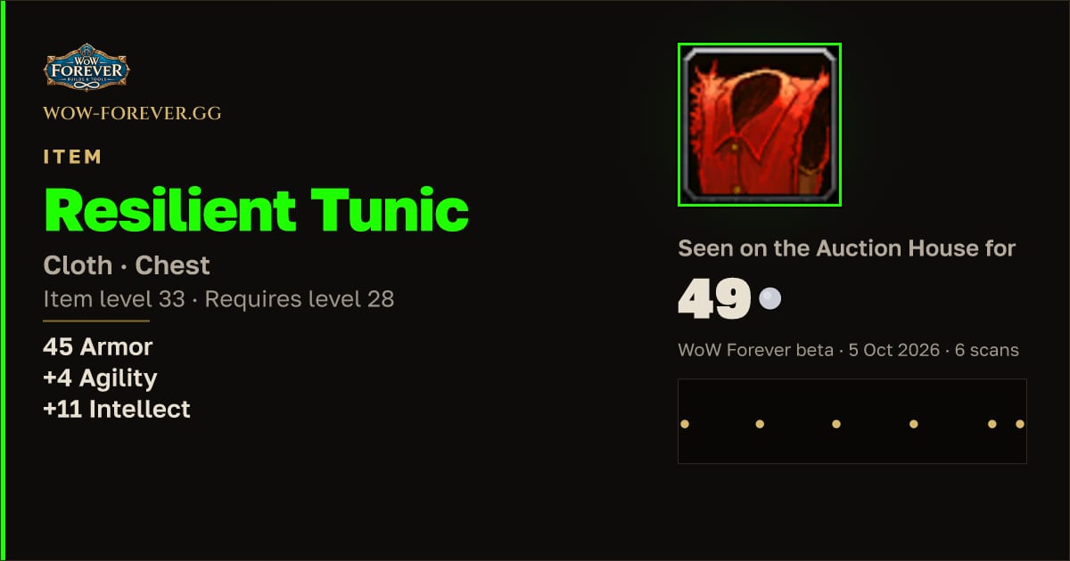 The preview card for Resilient Tunic