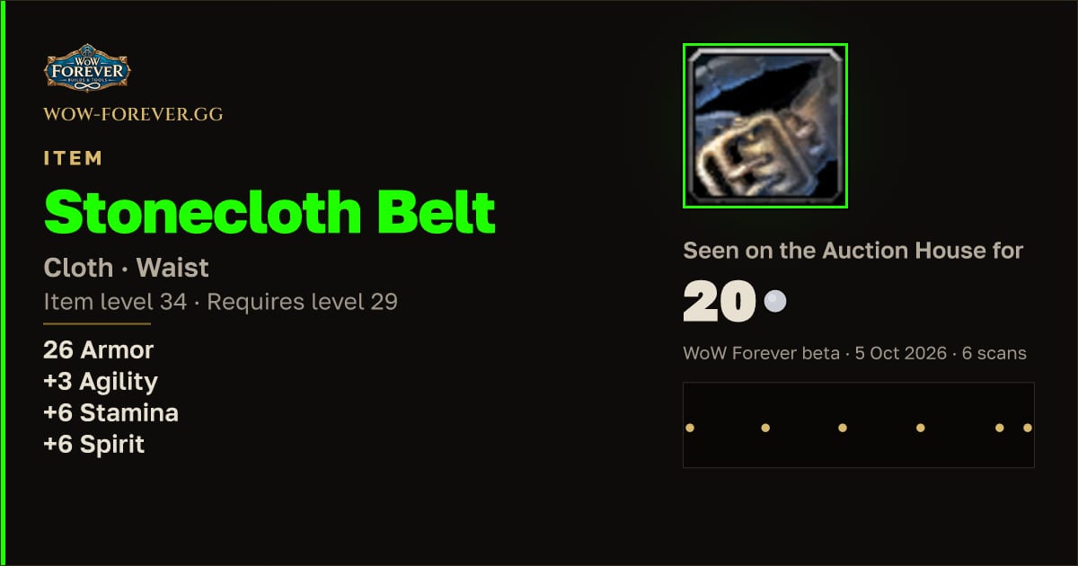 The preview card for Stonecloth Belt