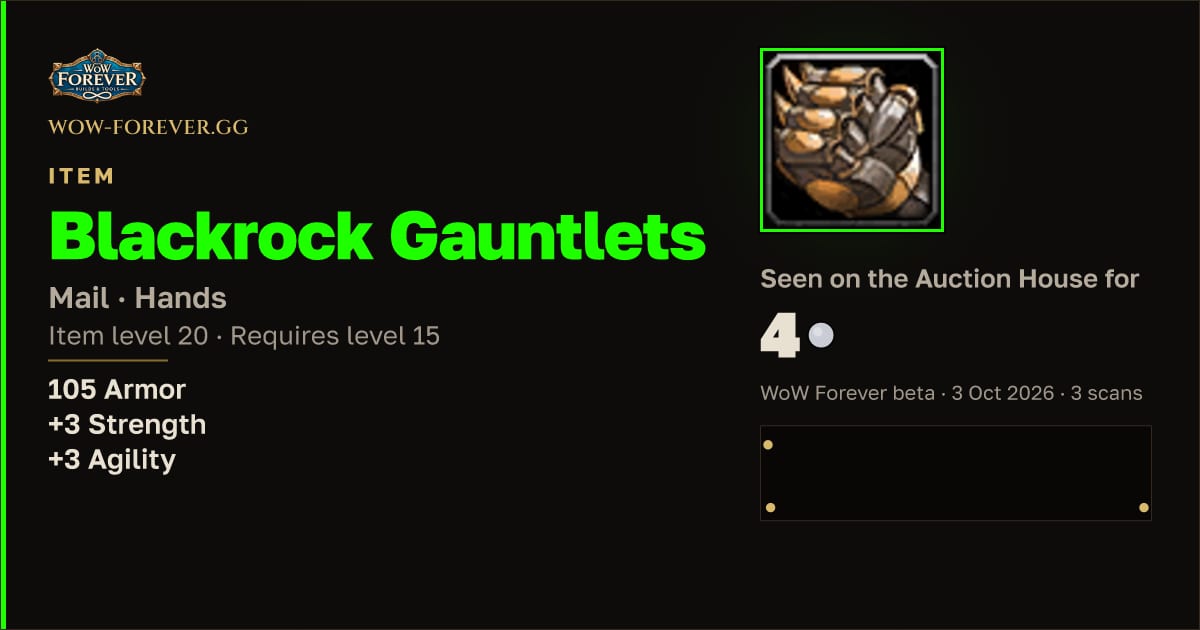 The preview card for Blackrock Gauntlets