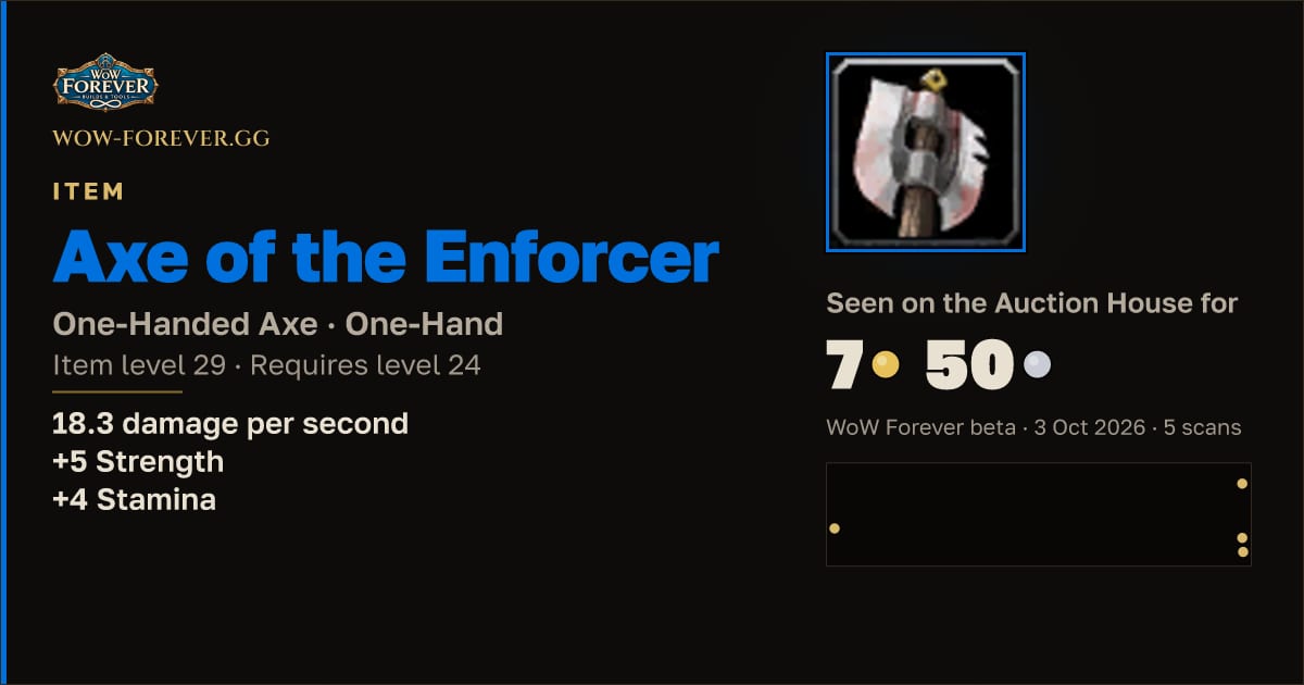 The preview card for Axe of the Enforcer