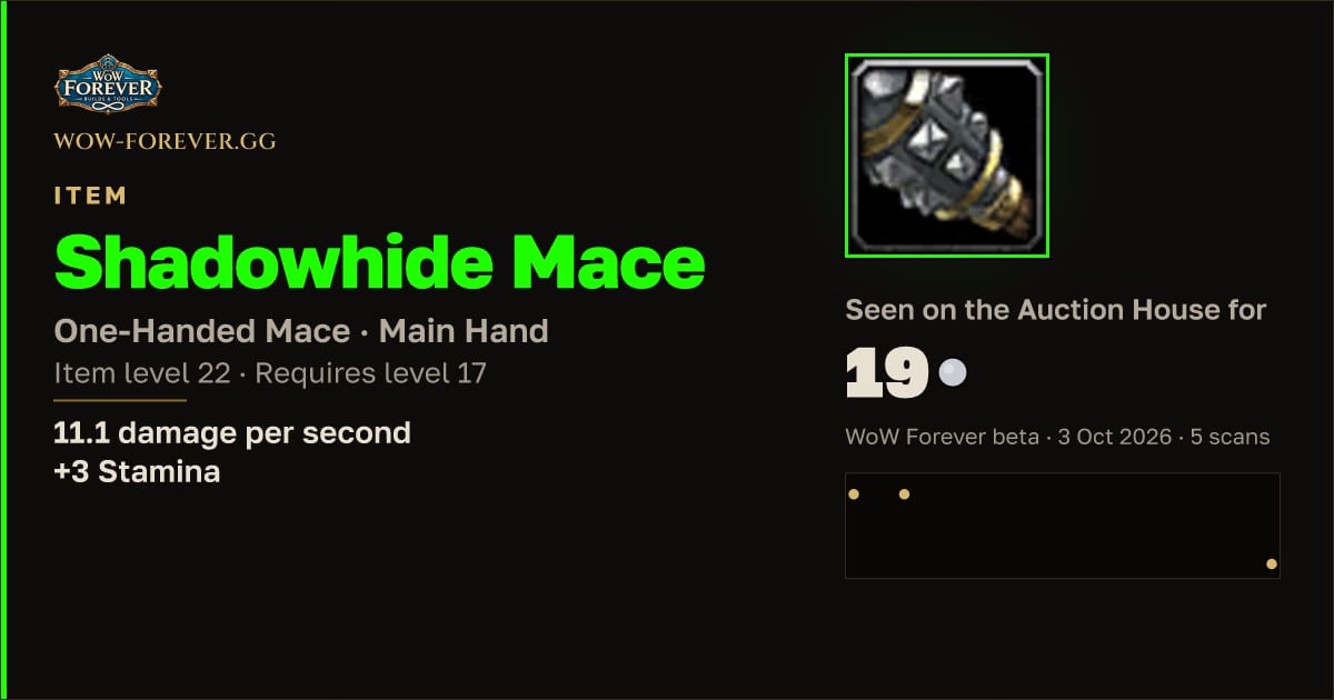 The preview card for Shadowhide Mace