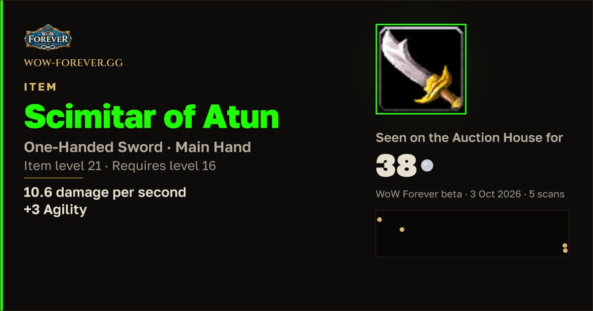 The preview card for Scimitar of Atun