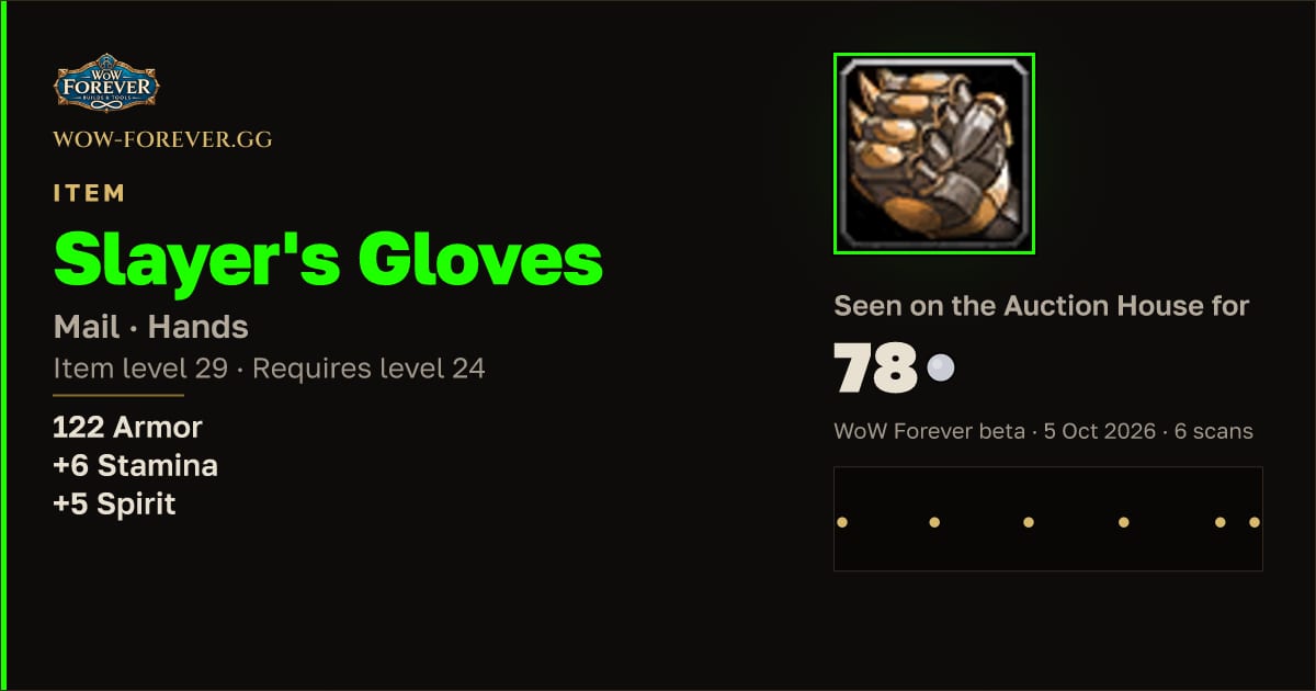 The preview card for Slayer's Gloves