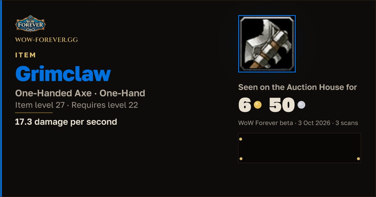 The preview card for Grimclaw