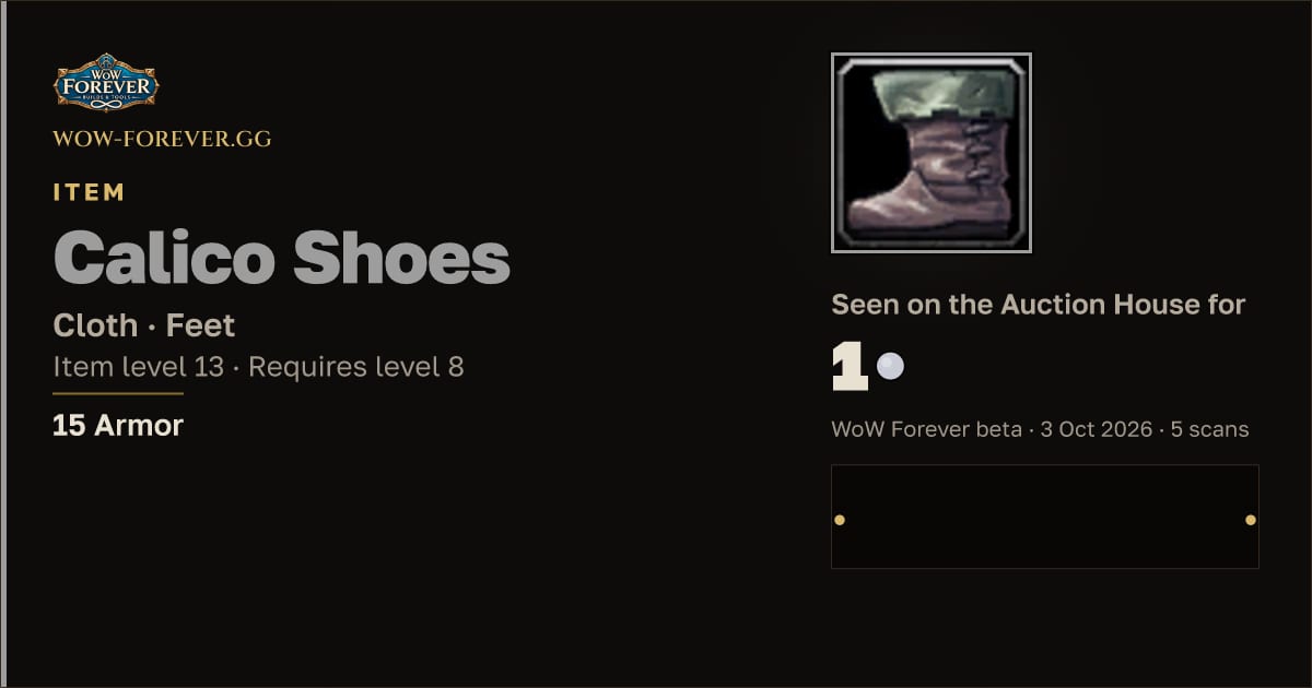 The preview card for Calico Shoes