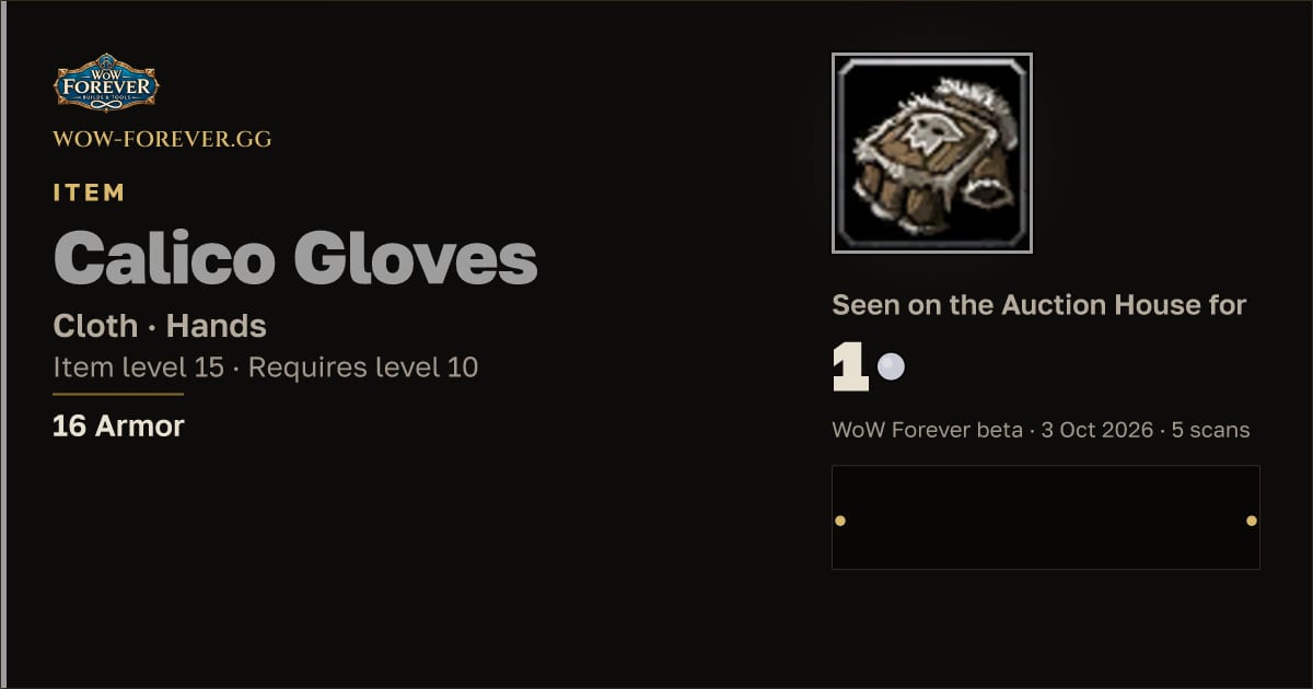 The preview card for Calico Gloves