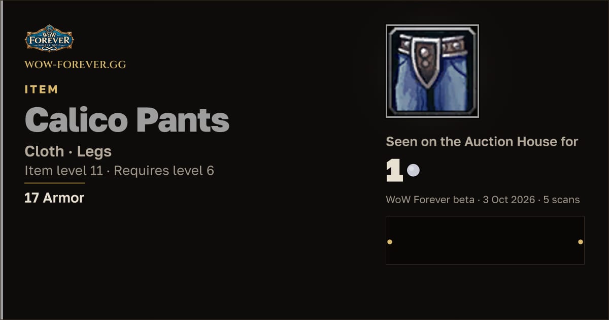 The preview card for Calico Pants