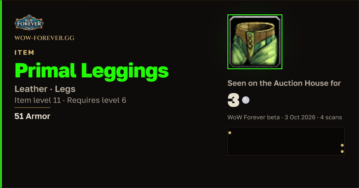 The preview card for Primal Leggings