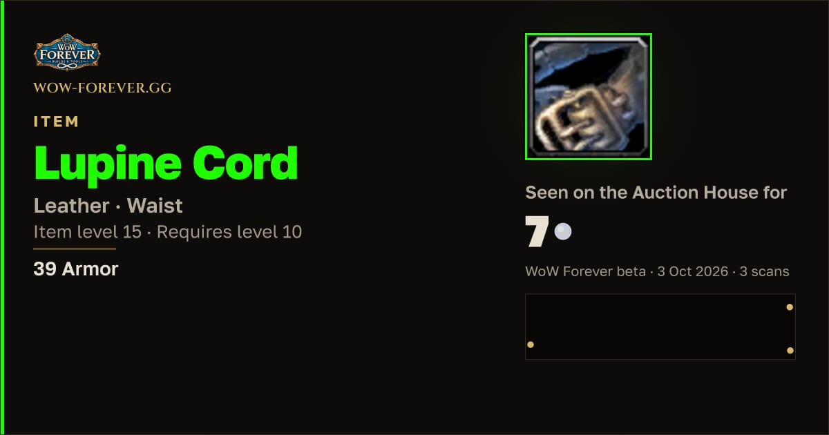The preview card for Lupine Cord