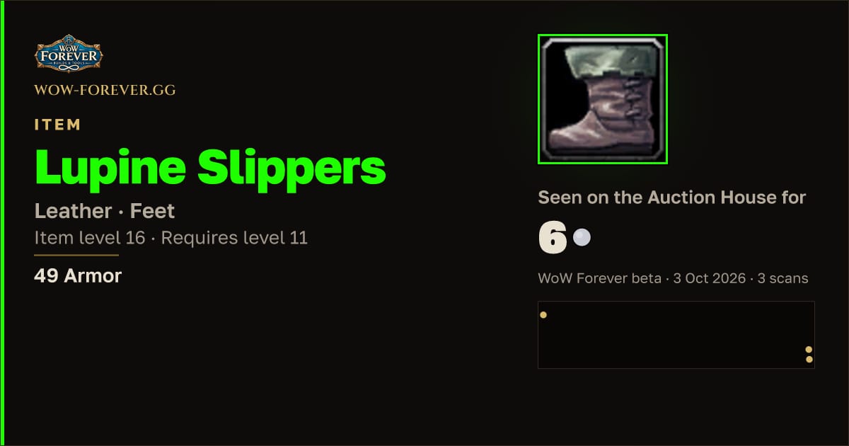 The preview card for Lupine Slippers