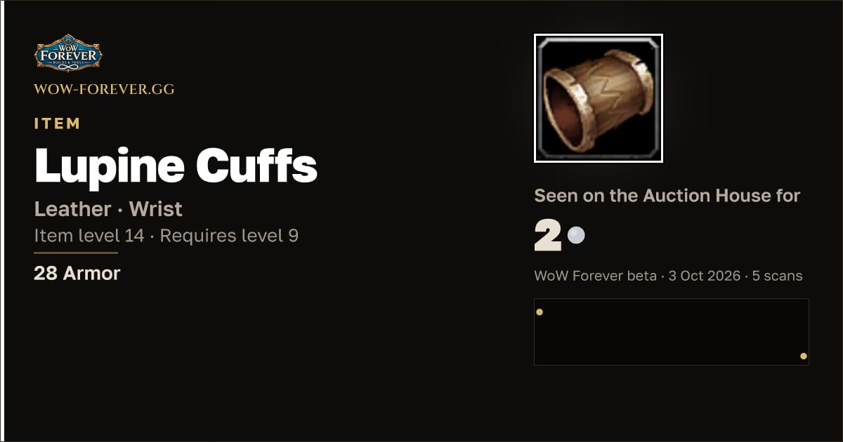 The preview card for Lupine Cuffs
