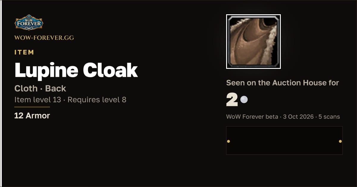 The preview card for Lupine Cloak