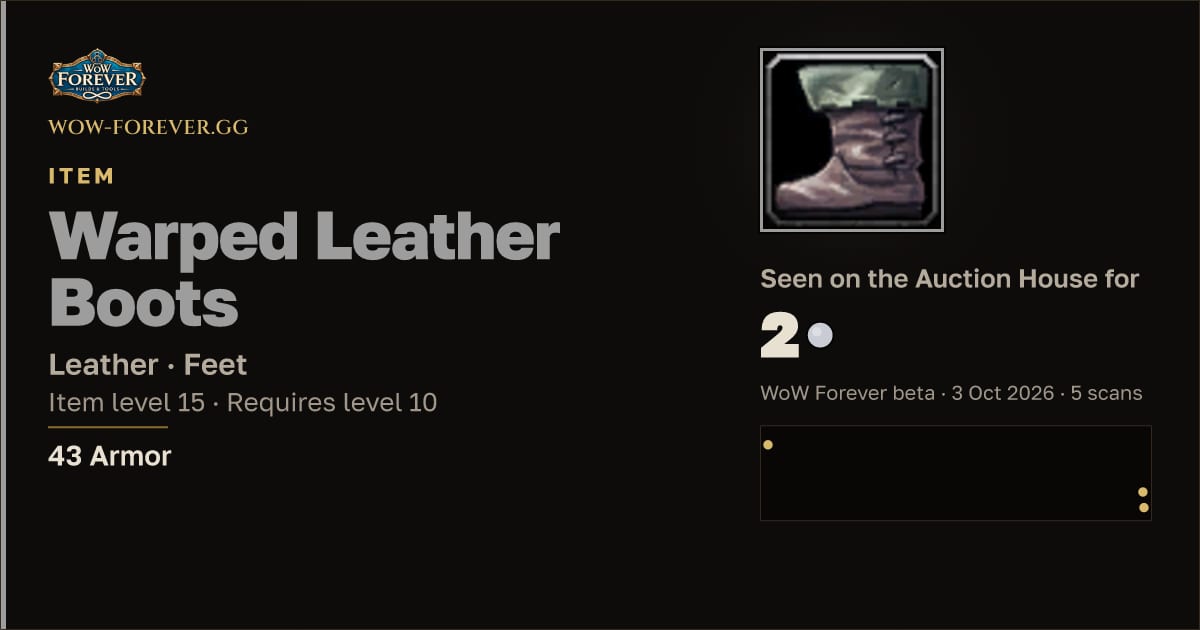 The preview card for Warped Leather Boots