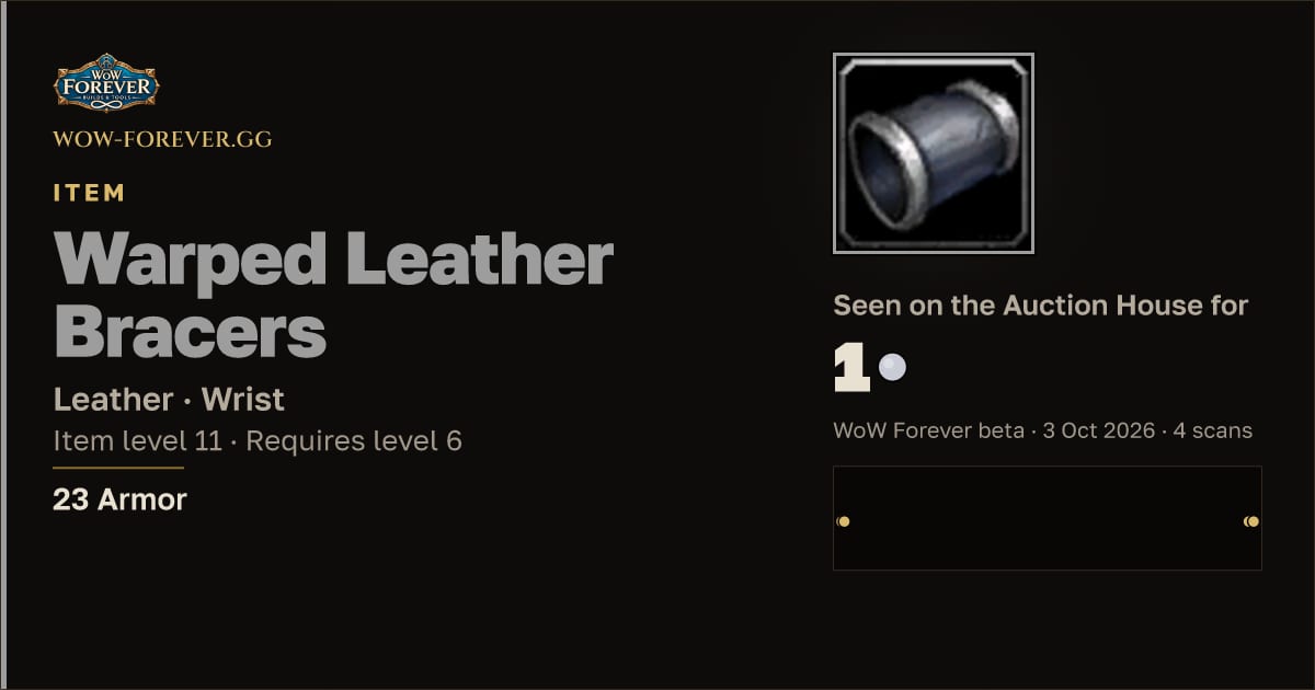 The preview card for Warped Leather Bracers