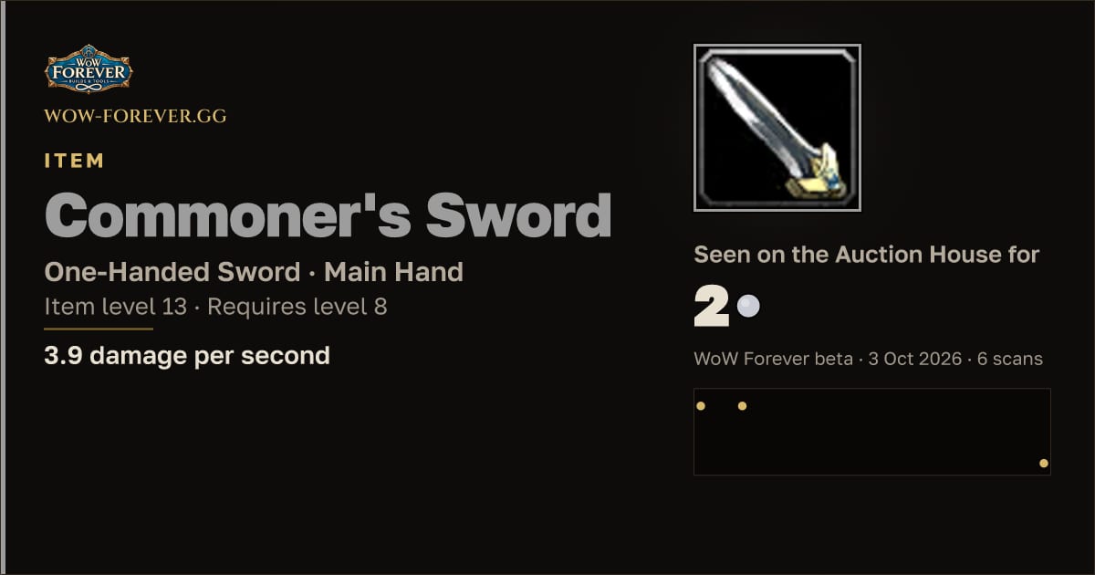 The preview card for Commoner's Sword