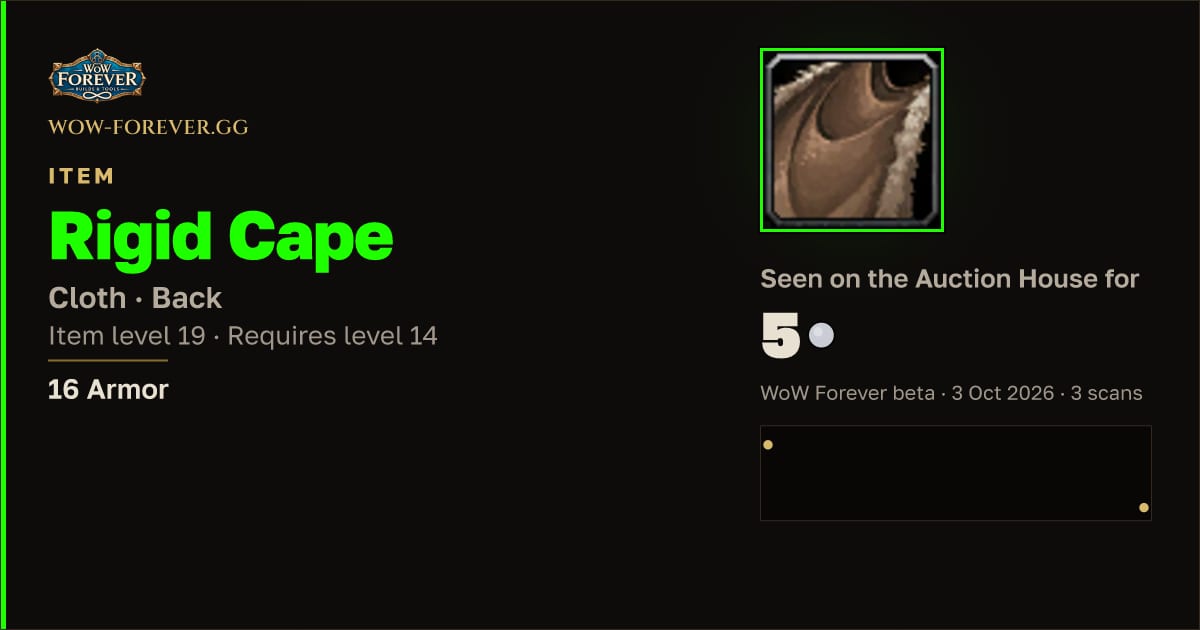 The preview card for Rigid Cape