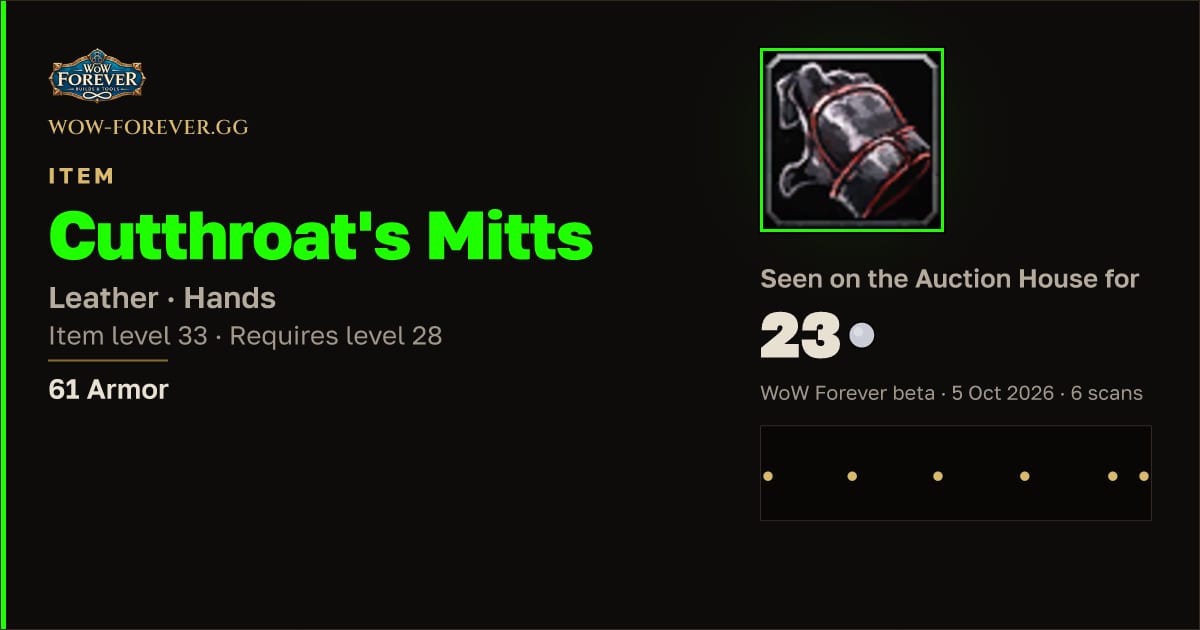 The preview card for Cutthroat's Mitts