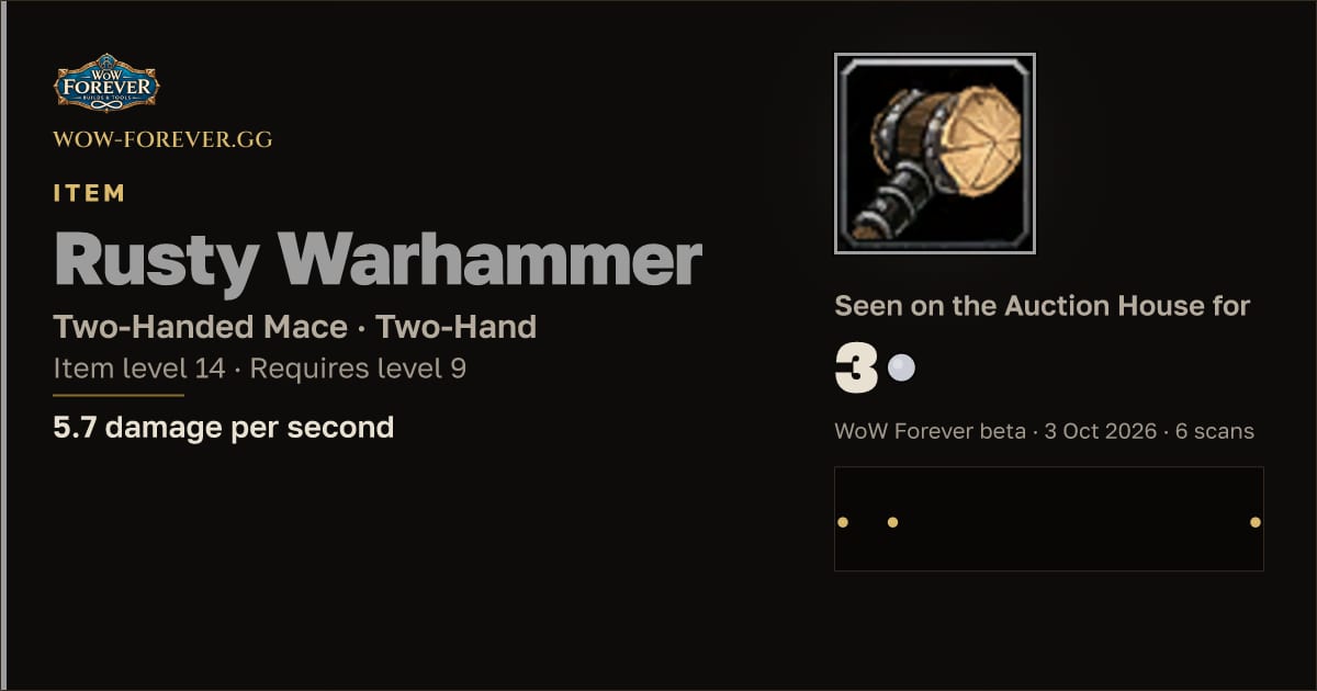 The preview card for Rusty Warhammer