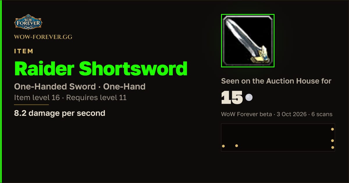 The preview card for Raider Shortsword