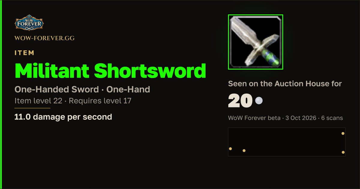 The preview card for Militant Shortsword