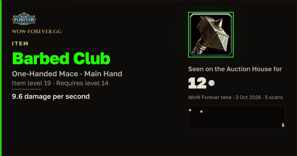 The preview card for Barbed Club
