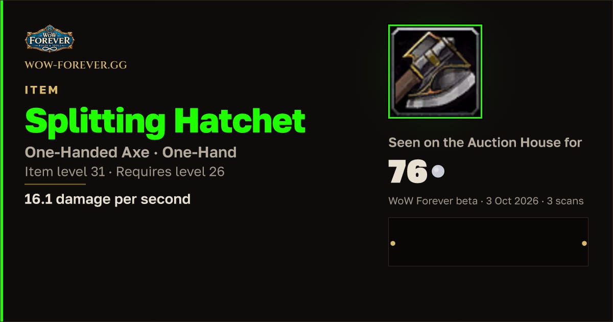 The preview card for Splitting Hatchet