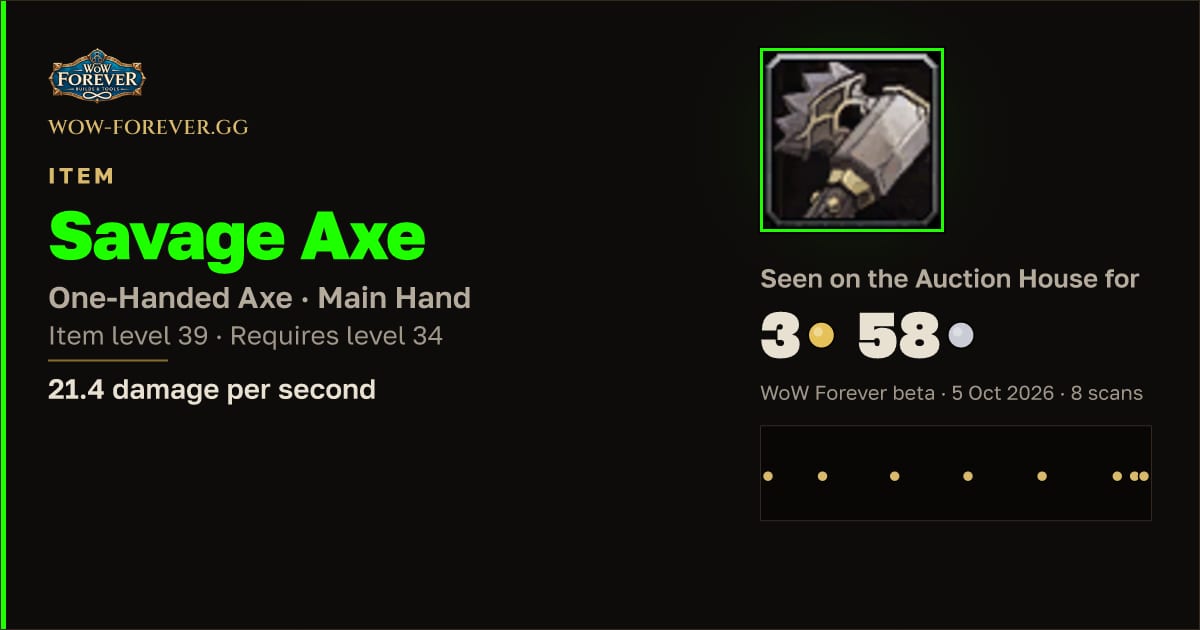 The preview card for Savage Axe