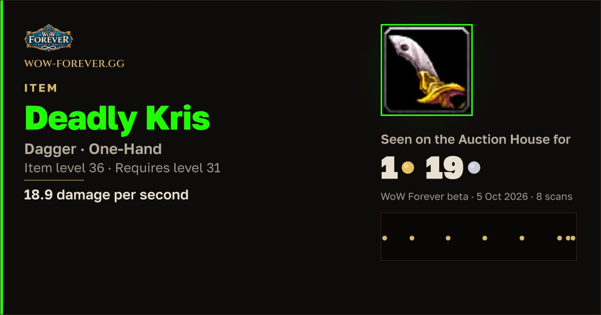 The preview card for Deadly Kris