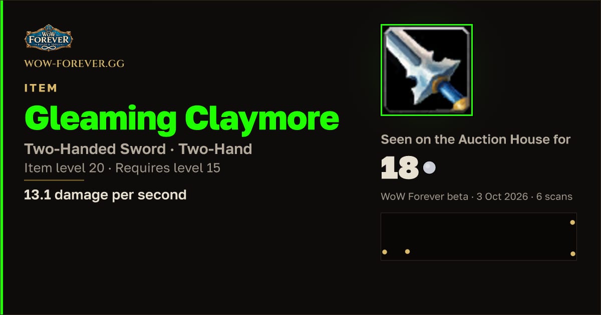 The preview card for Gleaming Claymore