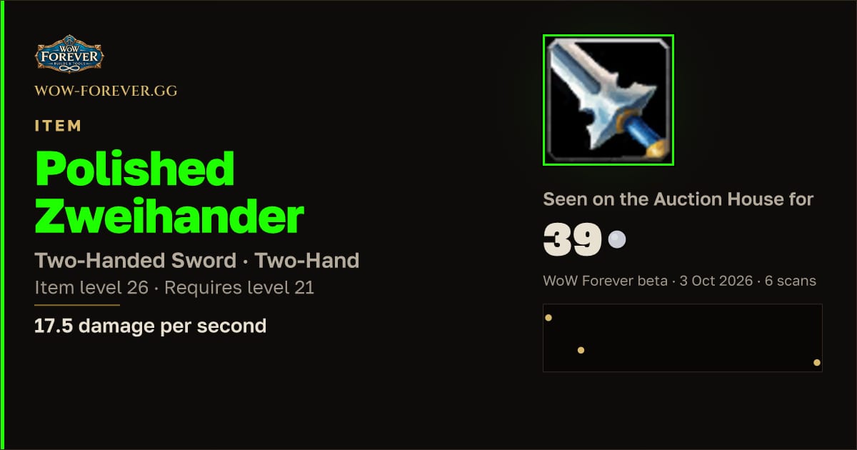 The preview card for Polished Zweihander
