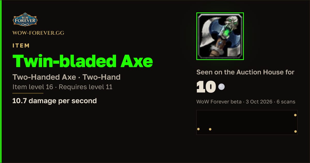 The preview card for Twin-bladed Axe